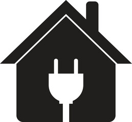 House with plug icon . House energy icon . Home icon with power efficiency . Vector illustration