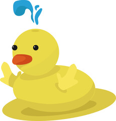 yellow duck with water drops