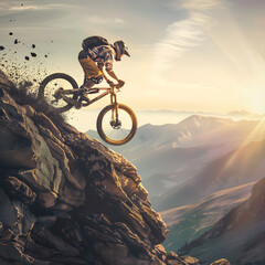 Journey of Courage and Adrenaline - An Exploration of Mountain Biking Against a Scenic Vista