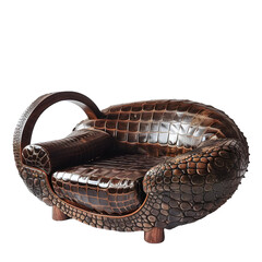 Luxury Modern crocodile skin leather sofa Isolated on Transparent Background