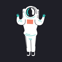 Astronaut cartoon character, cosmonaut icon, vector illustration of spaceman in space suit, cute person flying in outer space, astronomy symbol, adorable drawing of man in helmet and costume