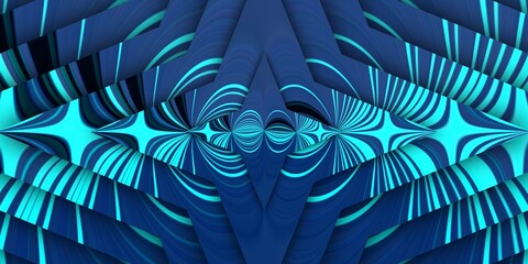 Ultra-wide turquoise and black creative patterns and concentric design on a royal blue background...