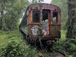 Old Abandoned Train Car Left on Rusted Tracks