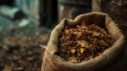 "Premium tobacco pouch for rolling or pipe smoking, rich in flavor and aroma."