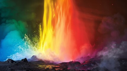 Fototapeta premium A rainbow eruption, each color distinct and bright