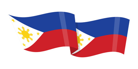 Vector illustration of wavy Philippines flag on transparent background