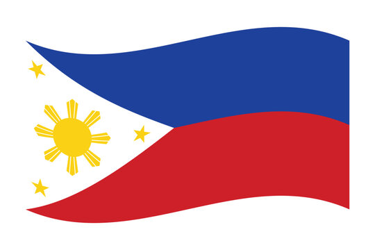 Vector illustration of wavy Philippines flag on transparent background