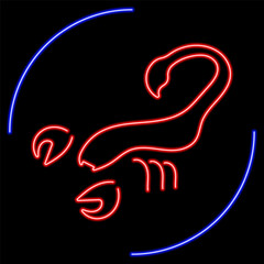 Fototapeta premium scorpion neon sign, modern glowing banner design, colorful modern design trend on black background. Vector illustration.