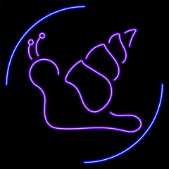 snail neon sign, modern glowing banner design, colorful modern design trend on black background. Vector illustration.