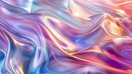 3d render of iridescent holographic satin cloth, abstract background