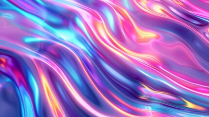 Obraz premium abstract holographic background with wavy neon colors
