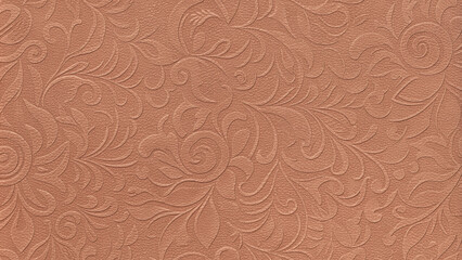 Embossed Floral Pattern on Textured Surface - Ornate Swirls and Leaf-like Designs for Wallpaper, Fabric, or Decorative Surfaces.