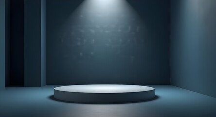 Podium background blue platform product 3d studio stage pedestal light. Stand background product podium platform blue scene abstract floor room display minimal space wall backdrop modern shape empty