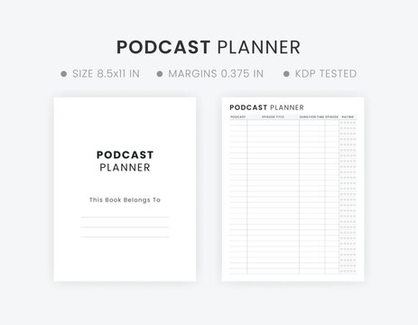 Podcast Planner Logbook, Podcast Notebook, Podcast Episode Template Printable