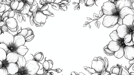 Monochrome background with floral frame consisted of