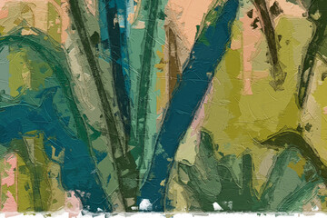 Oil painting and various flowers, tiger leaves, beautiful wedding illustrations