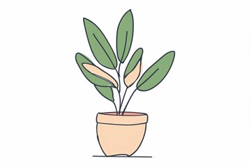 simple doodle, small plant, vector illustration, simple drawing, thick black lines on a white background, simple shapes, in the style of a children's book illustration, cute, flat color. generative AI