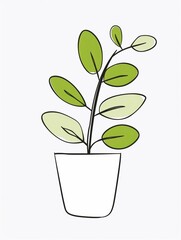 simple doodle, small plant, vector illustration, simple drawing, thick black lines on a white background, simple shapes, in the style of a children's book illustration, cute, flat color. generative AI