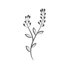 Line flower and leaves for print or use as poster, card, flyer or T shirt