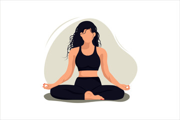 Vector illustration, meditation, balance, lotus pose, yoga, poster, 2d design, minimalism