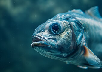 Fototapeta premium Close-up of Deep Sea Fish with Detailed Textures Underwater