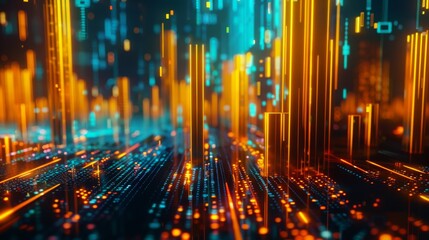 Obraz premium Abstract background of glowing particles. Futuristic digital technology concept.