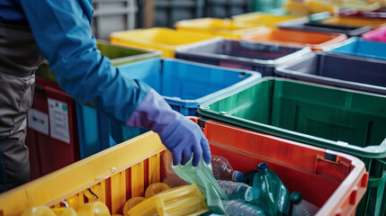 Workers manually sort and recycle waste at a local plant, contributing to environmental cleanliness and reuse of resources.
