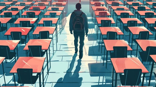 Invigilator Monitoring Classroom Exam
