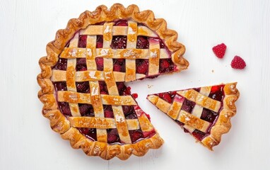 Freshly Baked Berry Pie with Slice Removed