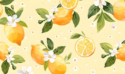 Lemon pattern with color pastel background,Generative AI