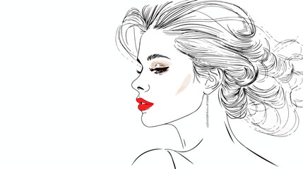 Outline profile portrait of classy stylish young lady