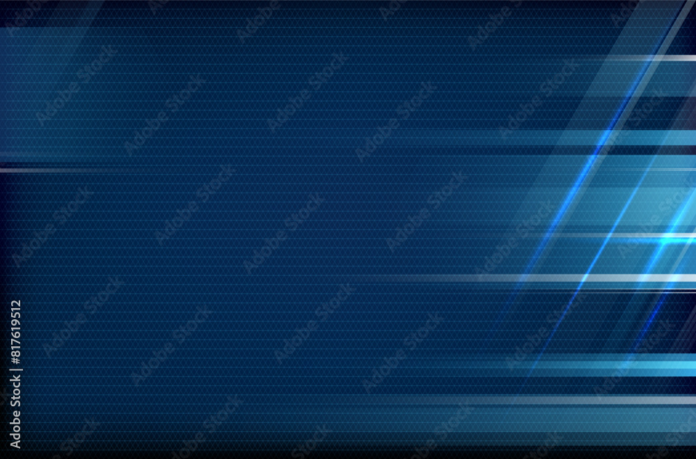 Poster abstract modern blue background with geometric grid and shiny lines and stripes