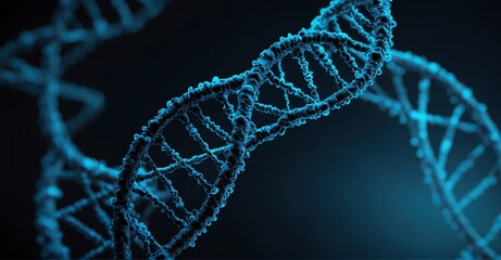 Digital DNA gene background with blue abstract molecule for futuristic biotech and medical concepts