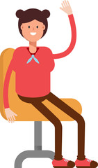 Cute Girl Character Sitting on Chair
