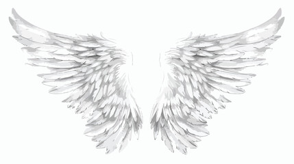 Pair of monochrome wide open holy wings vector illustration