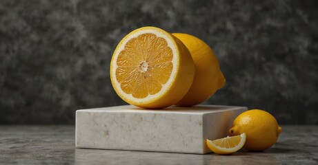 Lemon podium for showcasing citrus products