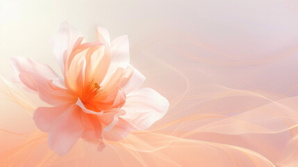 Versatile Modern Background with Soft Petals and Delicate Lines, close up detailed orange flower, copyspace
