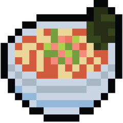 Pixel art cartoon spicy ramen icon