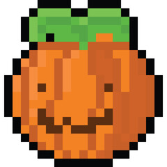 Pixel art cartoon smile halloween pumpkin icon