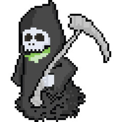 Pixel art cartoon reaper character