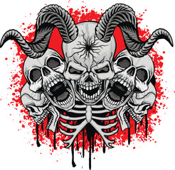 Gothic sign with skull, grunge vintage design t shirts