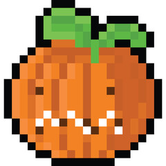 Pixel art cartoon halloween pumpkin icon