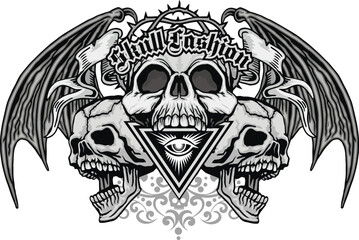 Gothic sign with skull, grunge vintage design t shirts