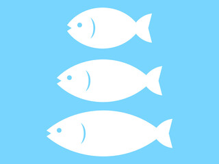 ミニマル魚マーク大小セット：白