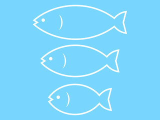 ミニマル魚マーク大小セット：白線