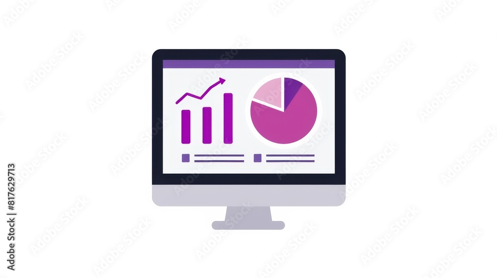 Poster a computer monitor displays a graph with a purple background. the graph is divided into several sect