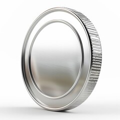 Obraz premium 3d plain silver coin rotating, isolated, white background, spinning slowly