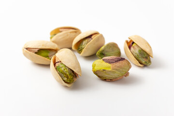 pistachios on a white background