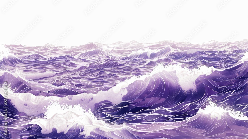 Leinwandbilder a vast ocean with a purple and white color scheme. the waves are crashing against the shore, creatin