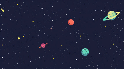 Space Background in Cartoon Style
